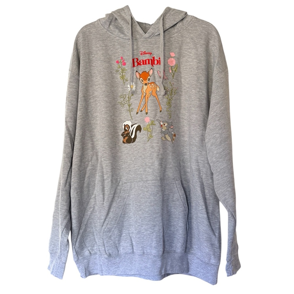 Disney Gray Hoodie with Bambi and Friends XL NWT